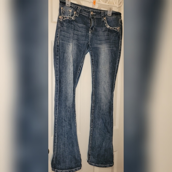 Grace in LA Aztec Print Denim Bootcut Jeans- Size 31 - Picture 1 of 11
